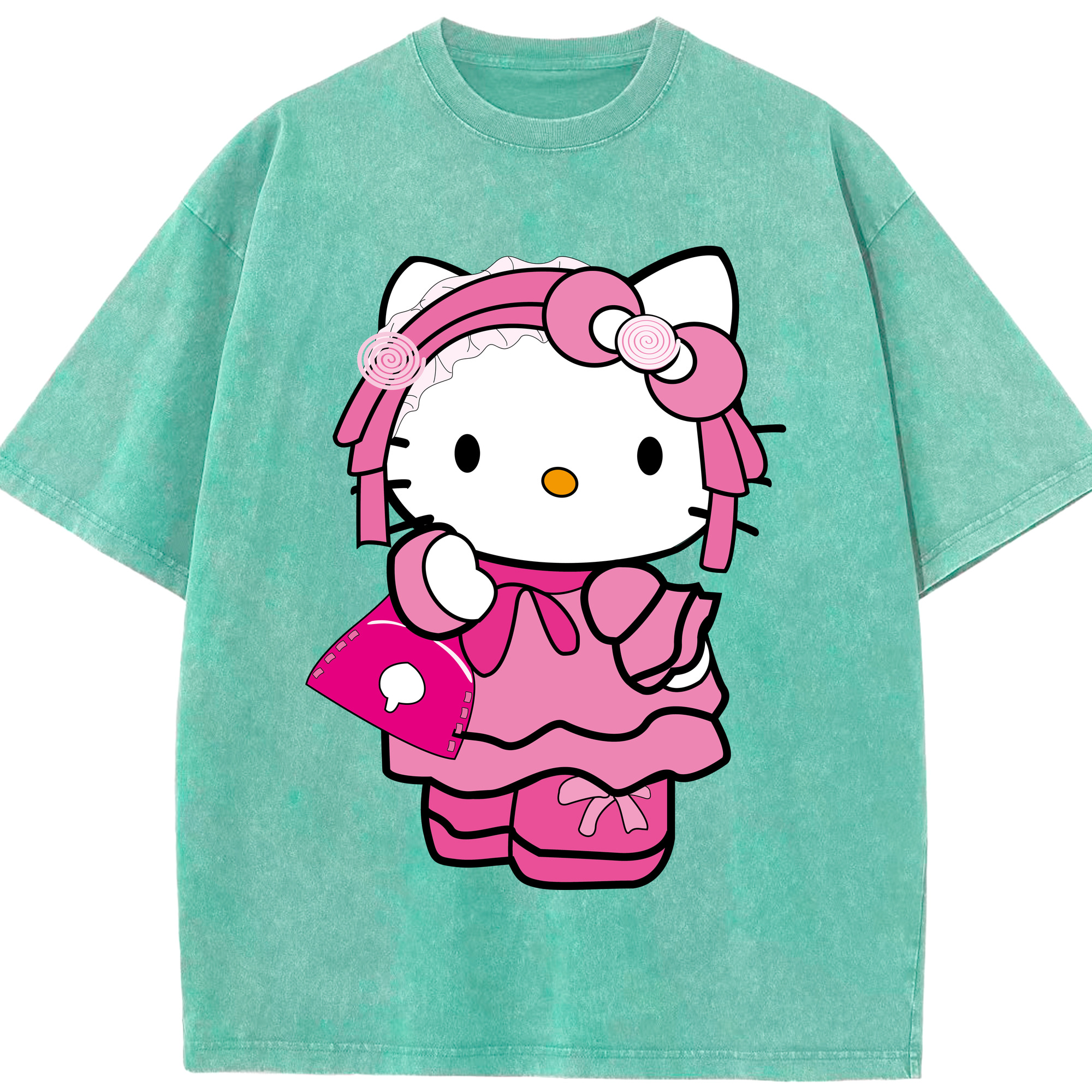 （画像用） Hello Kitty ハローキティ 綿100% ヴィンテージ風 半袖Tシャツ（フロントプリント）